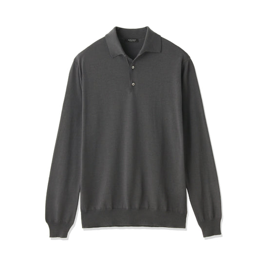 イタリア製メリノウールニット ポロ 干場別注色 グレー