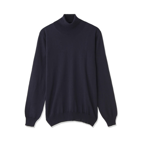 イタリア製メリノウールニット タートルネック ネイビー