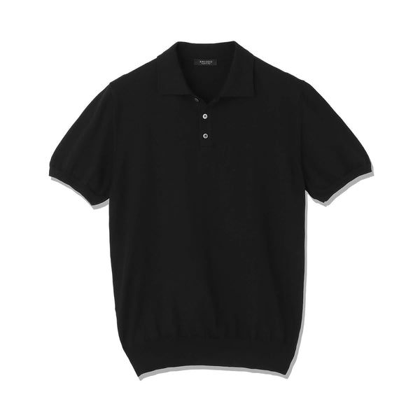 イタリア製コットンニット 半袖ポロ ブラック – MINIMAL WARDROBE