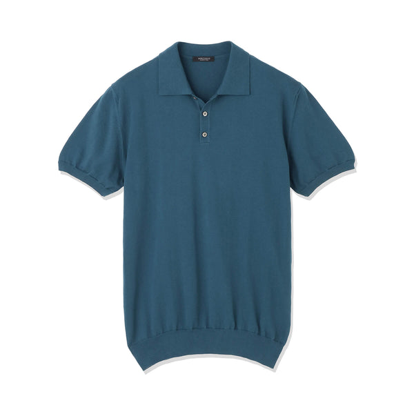 イタリア製 半袖ポロ コットンニット ピーコックブルー – MINIMAL WARDROBE