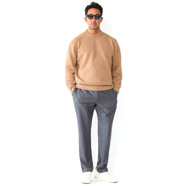 干場別注】カシミヤミドルゲージ コマンドニット キャメル – MINIMAL