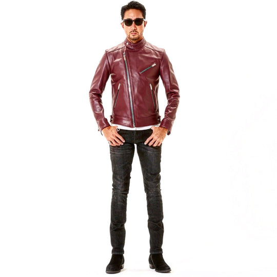 F1 ダブルライダースカウレザー バーガンディ