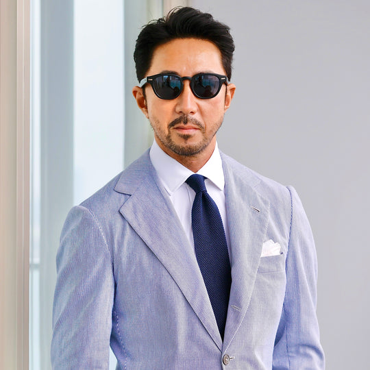 【MMW別注】干場リクエストモデル Dimaglia Cravatte シルク ニットタイ・ネイビー