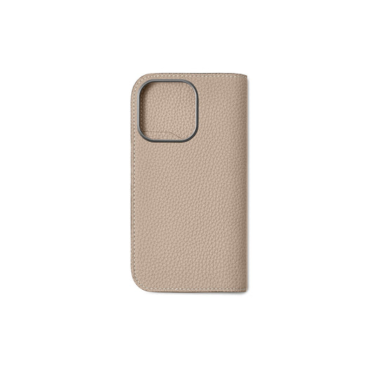 ダイアリーケース(iPhone 16 Pro)シュリンクレザー グレージュ