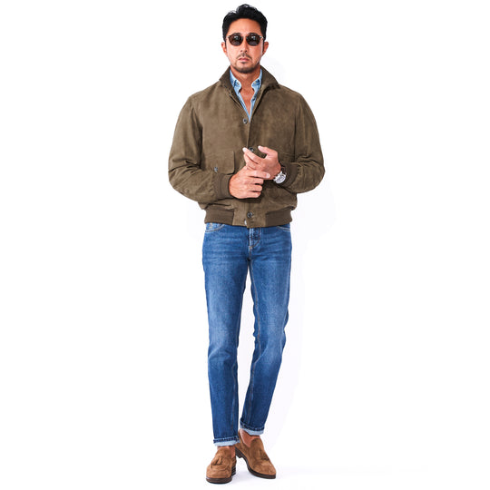 スエードドライビングブルゾン ダークベージュ