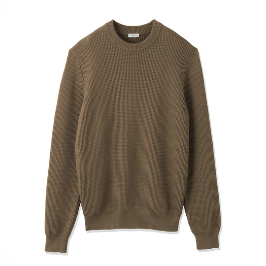 SUVIN PLATINUM ミドルゲージクルーネックニット フォーン