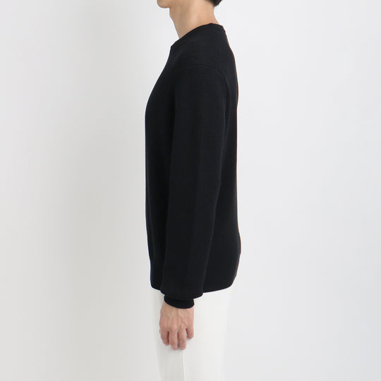 SUVIN PLATINUM ミドルゲージクルーネックニット ブラック