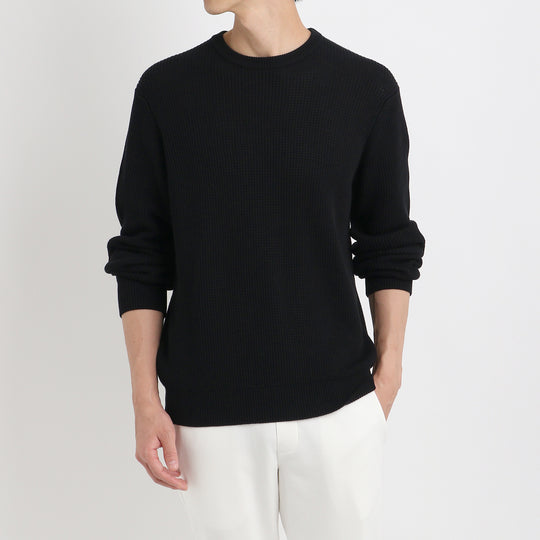 SUVIN PLATINUM ミドルゲージクルーネックニット ブラック