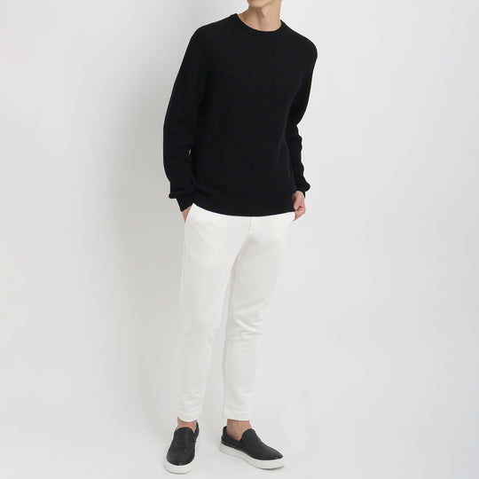 SUVIN PLATINUM ミドルゲージクルーネックニット ブラック