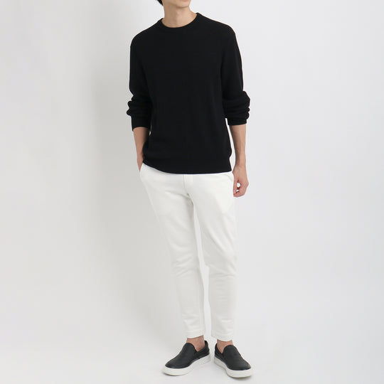 SUVIN PLATINUM ミドルゲージクルーネックニット ブラック