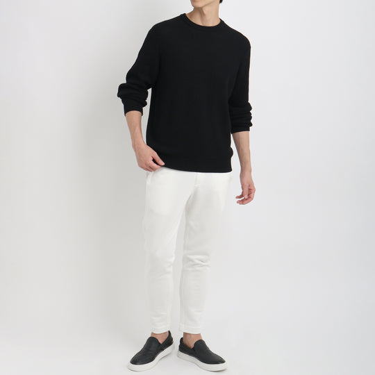 SUVIN PLATINUM ミドルゲージクルーネックニット ブラック