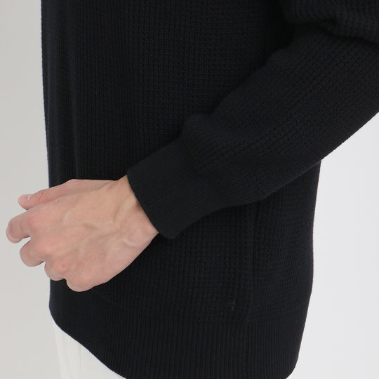 SUVIN PLATINUM ミドルゲージクルーネックニット ブラック