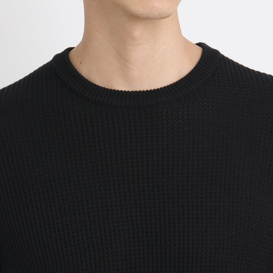 SUVIN PLATINUM ミドルゲージクルーネックニット ブラック