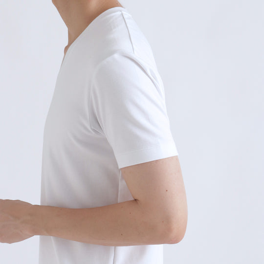 【リニューアルモデル】SUVIN PLATINUM テーラードVネックTシャツ ホワイト