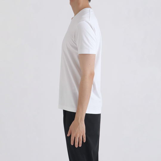 【リニューアルモデル】SUVIN PLATINUM テーラードVネックTシャツ ホワイト