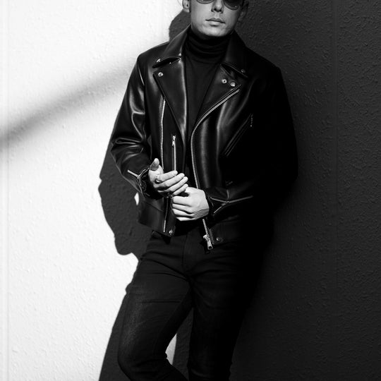 Noah カーフレザー ダブルライダース ブラック