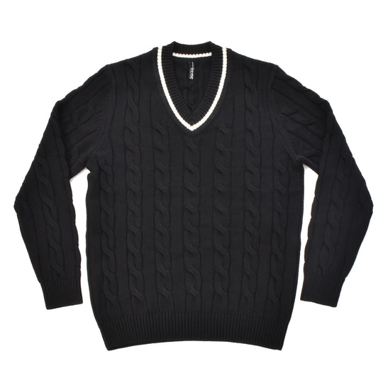 【数量限定受注販売】tradi カシミヤシルクケーブル編みプルオーバー ブラック