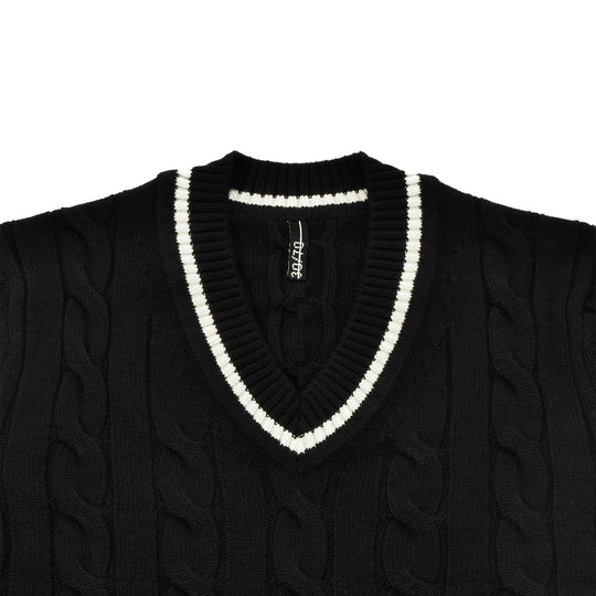 【数量限定受注販売】tradi カシミヤシルクケーブル編みプルオーバー ブラック