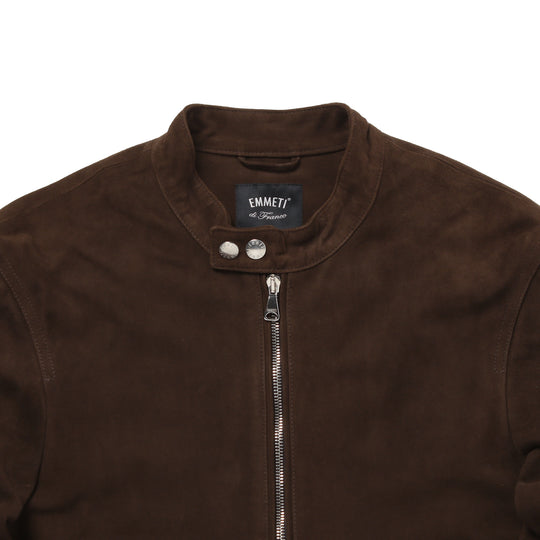 H UOMO シングルライダースジャケット スエード マローネ