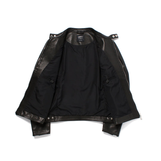 H UOMO シングルライダースジャケット ナッパレザー ブラック