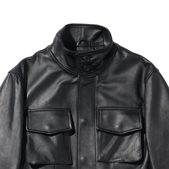 【干場別注】H M65 アッカ フィールド ジャケット ナッパレザー 0.9mm厚 ブラック
