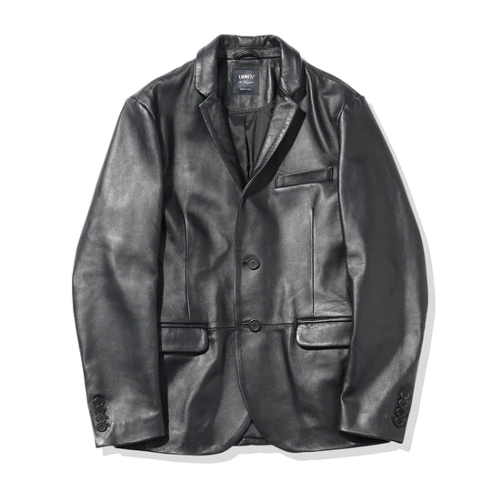 【干場別注】H GIACCA アッカ ジャッカ シングルジャケット テーラード ナッパレザー 0.9mm厚 ブラック