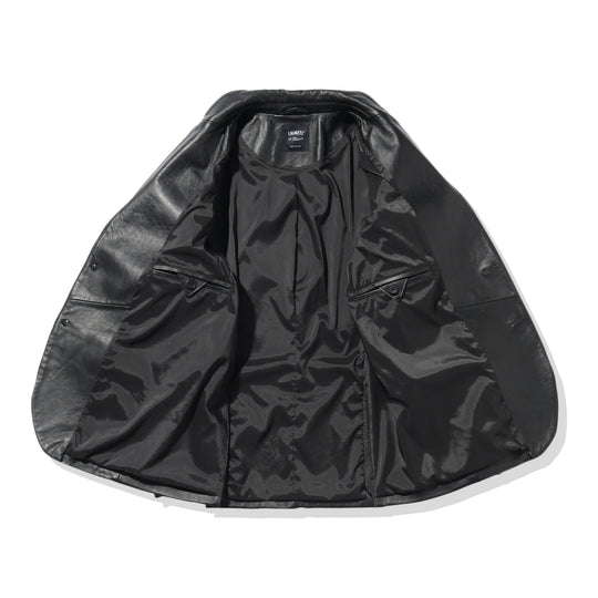 【干場別注】H GIACCA アッカ ジャッカ シングルジャケット テーラード ナッパレザー 0.9mm厚 ブラック