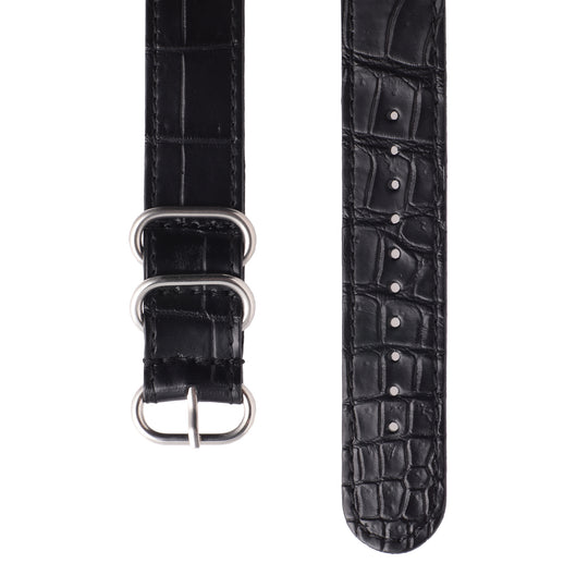 16mm クロコダイル Nato Belt ブラック