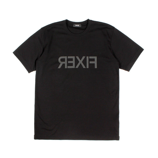 リバースプリントクルーネックTシャツ オールブラック
