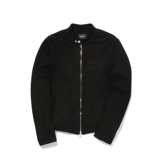 H UOMO シングルライダースジャケット スエード ブラック