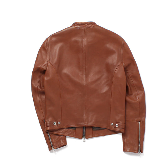 H UOMO シングルライダースジャケット ナッパレザー カスターニョ