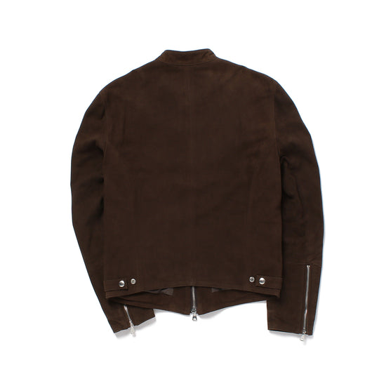 H UOMO シングルライダースジャケット スエード マローネ