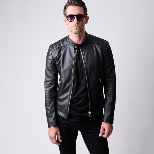 【1PIU1UGUALE3 × FIXER】  ストレッチレザーシングルライダース