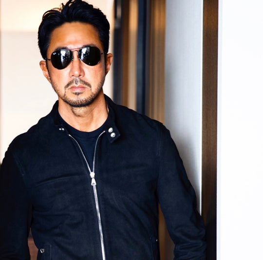 H UOMO シングルライダースジャケット スエード ブラック