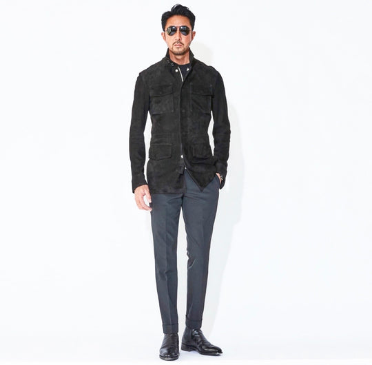 【干場別注】H M65 アッカ フィールド ジャケット スエード ゴート ブラックスエード