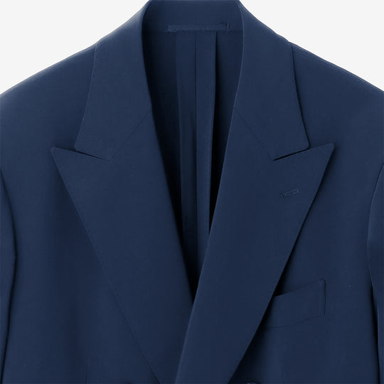 【K-3B EXECUTIVE】008_X（布帛） RICH NYLON JAPAN MADE テーラードダブルジャケット ネイビー