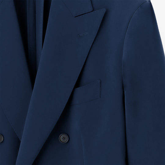 【K-3B EXECUTIVE】008_X（布帛） RICH NYLON JAPAN MADE テーラードダブルジャケット ネイビー