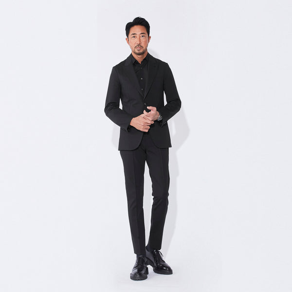 【秋冬新素材】<br>Duplex Wool Jersey シングル２Bノッチド トラベルジャケット ブラック