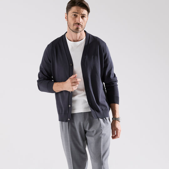 terroir Vネックカーディガン アスファルトグレー