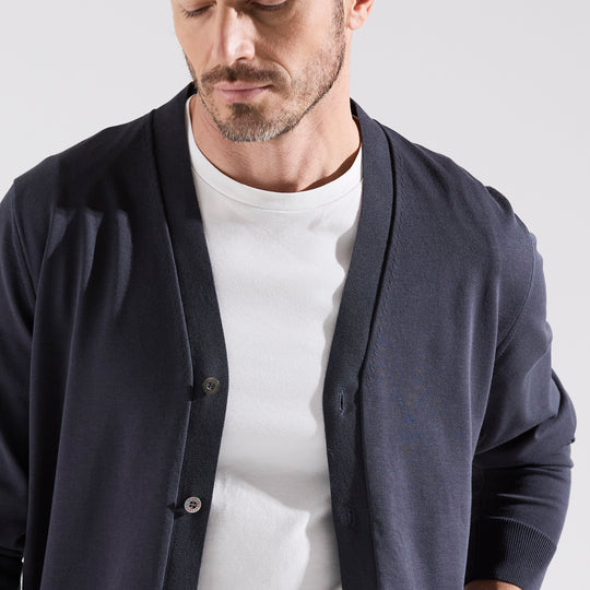 terroir Vネックカーディガン アスファルトグレー