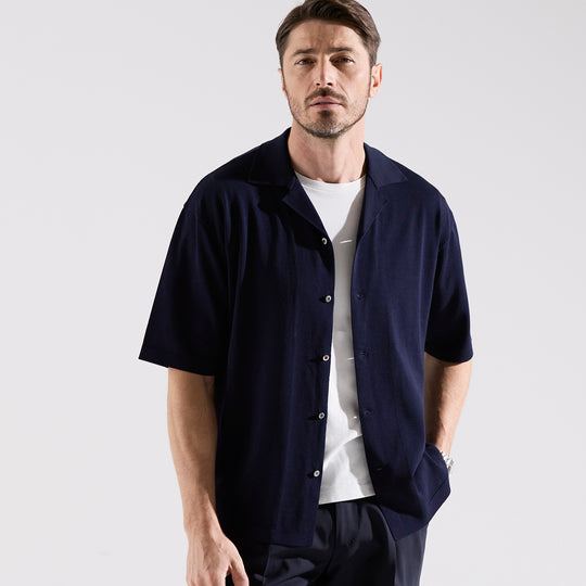 terroir リラクシングオープンカラーシャツ ネイビー
