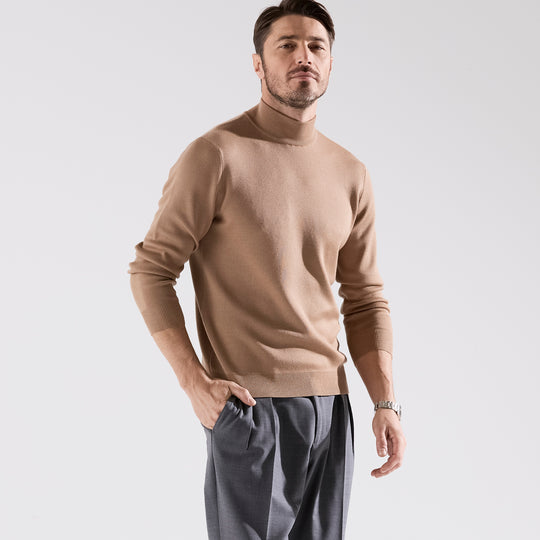 lusso ハイネックプルオーバー シガーベージュ