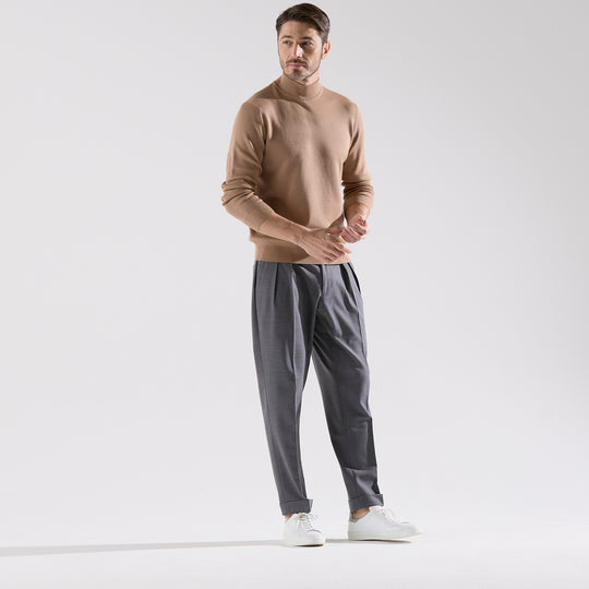 lusso ハイネックプルオーバー シガーベージュ