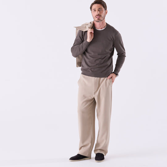 f-quattro クルーネックプルオーバー カーキブラウン