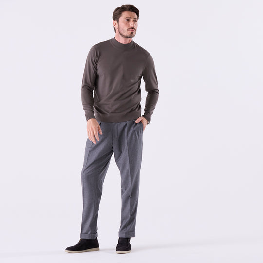 f-quattro モックネックプルオーバー カーキブラウン