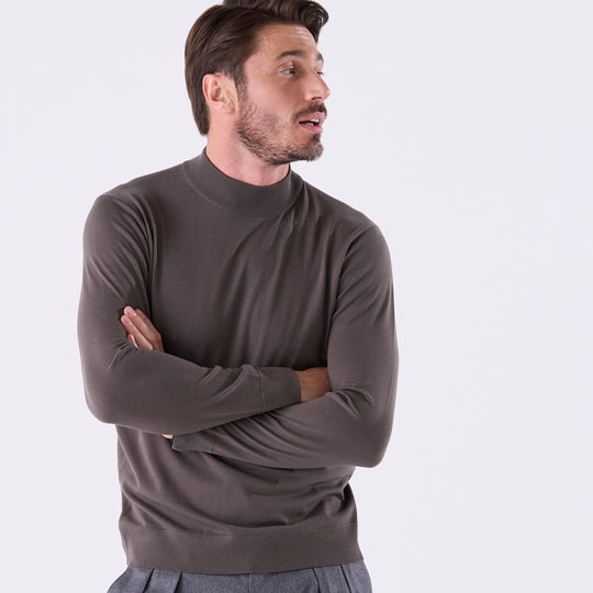 f-quattro モックネックプルオーバー カーキブラウン