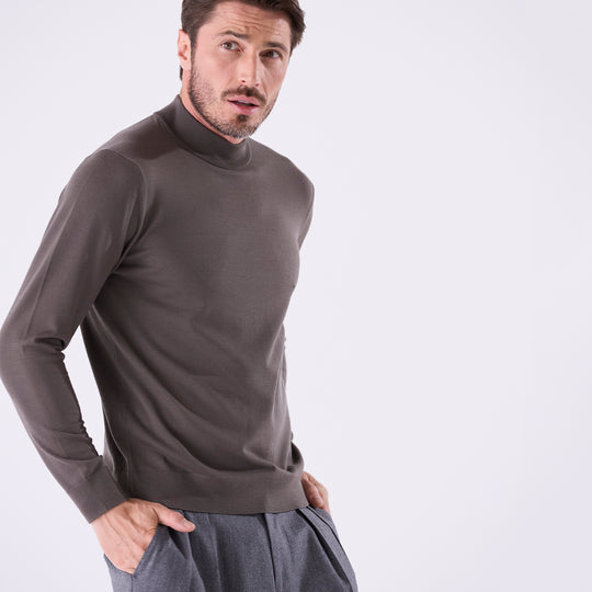 f-quattro モックネックプルオーバー カーキブラウン