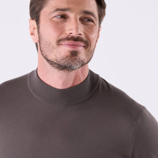 f-quattro モックネックプルオーバー カーキブラウン