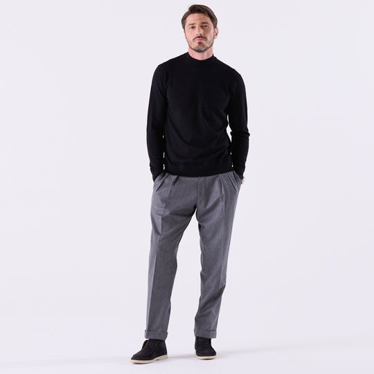 f-quattro モックネックプルオーバー ジェットブラック