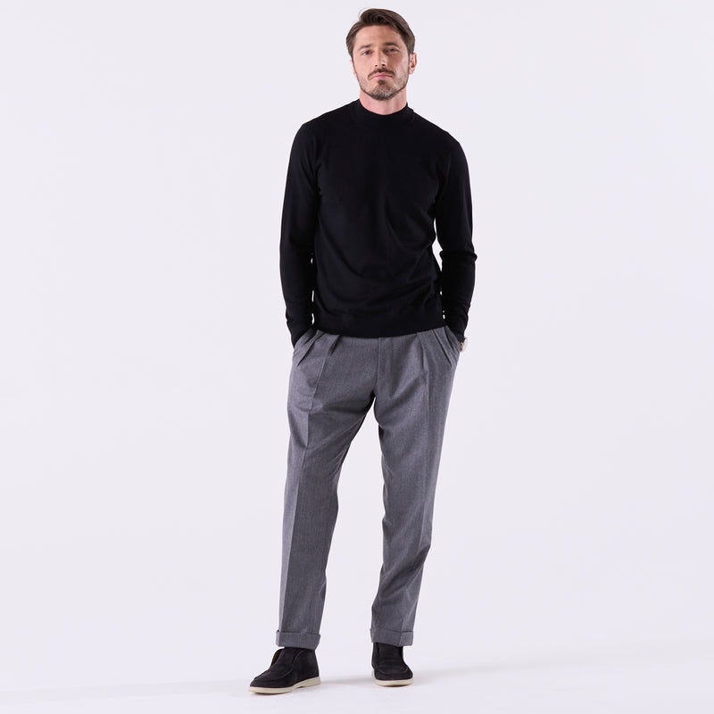 f-quattro モックネックプルオーバー ジェットブラック